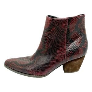 Coconuts by Matisse Spade Ankle Boots Booties Burgundy Snakeskin Print Size 7.5